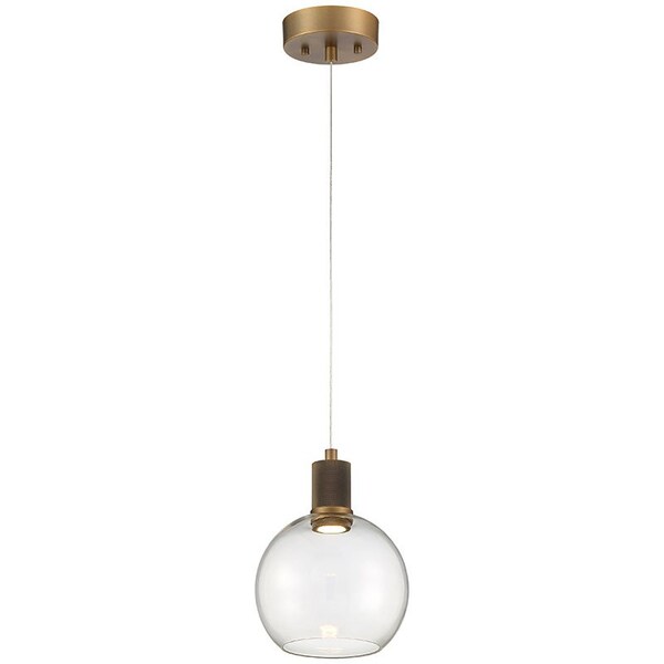 Access Lighting Port Nine Burgundy, Burgundy LED Pendant, Antique Brushed Brass Finish, Clear Glass 63142LEDD-ABB/CLR - main